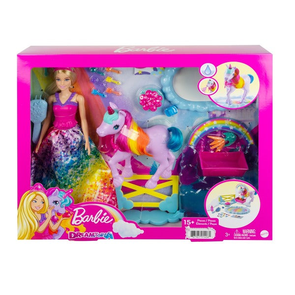Load image into Gallery viewer, Barbie doll - Princess Dreamtopia box and her baby unicorn
