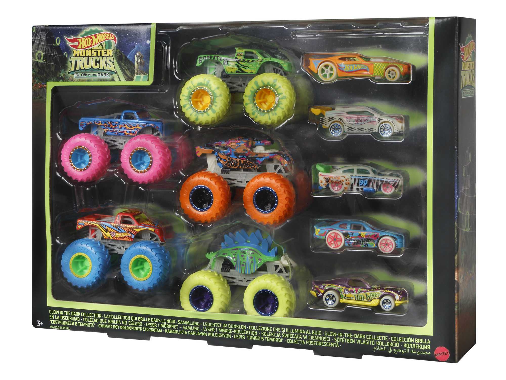 Hot Wheels - Box 10 phosphorescent vehicles - Small car - 3 years and +