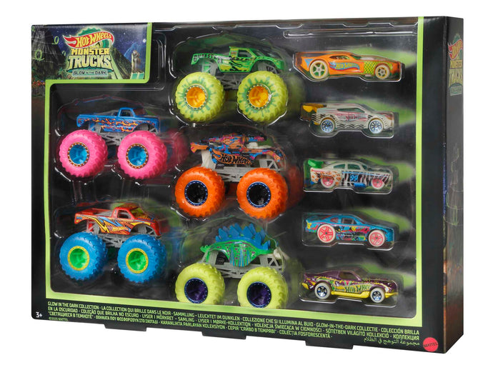 Hot Wheels - Box 10 phosphorescent vehicles - Small car - 3 years and +