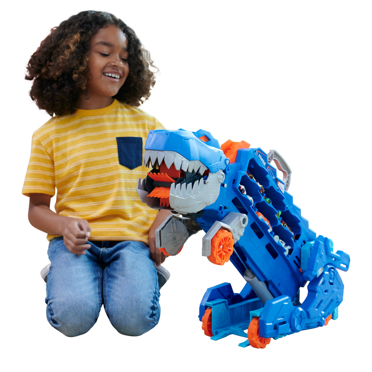 Hot Wheels City T-Rex Transporter and Track Set