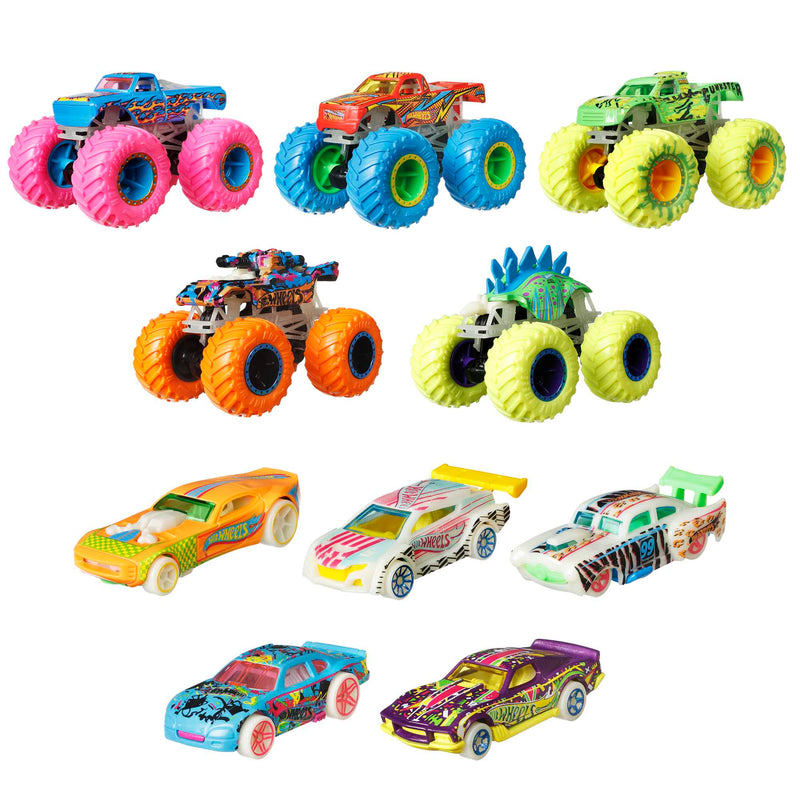 Load image into Gallery viewer, Hot Wheels - Box 10 phosphorescent vehicles - Small car - 3 years and +
