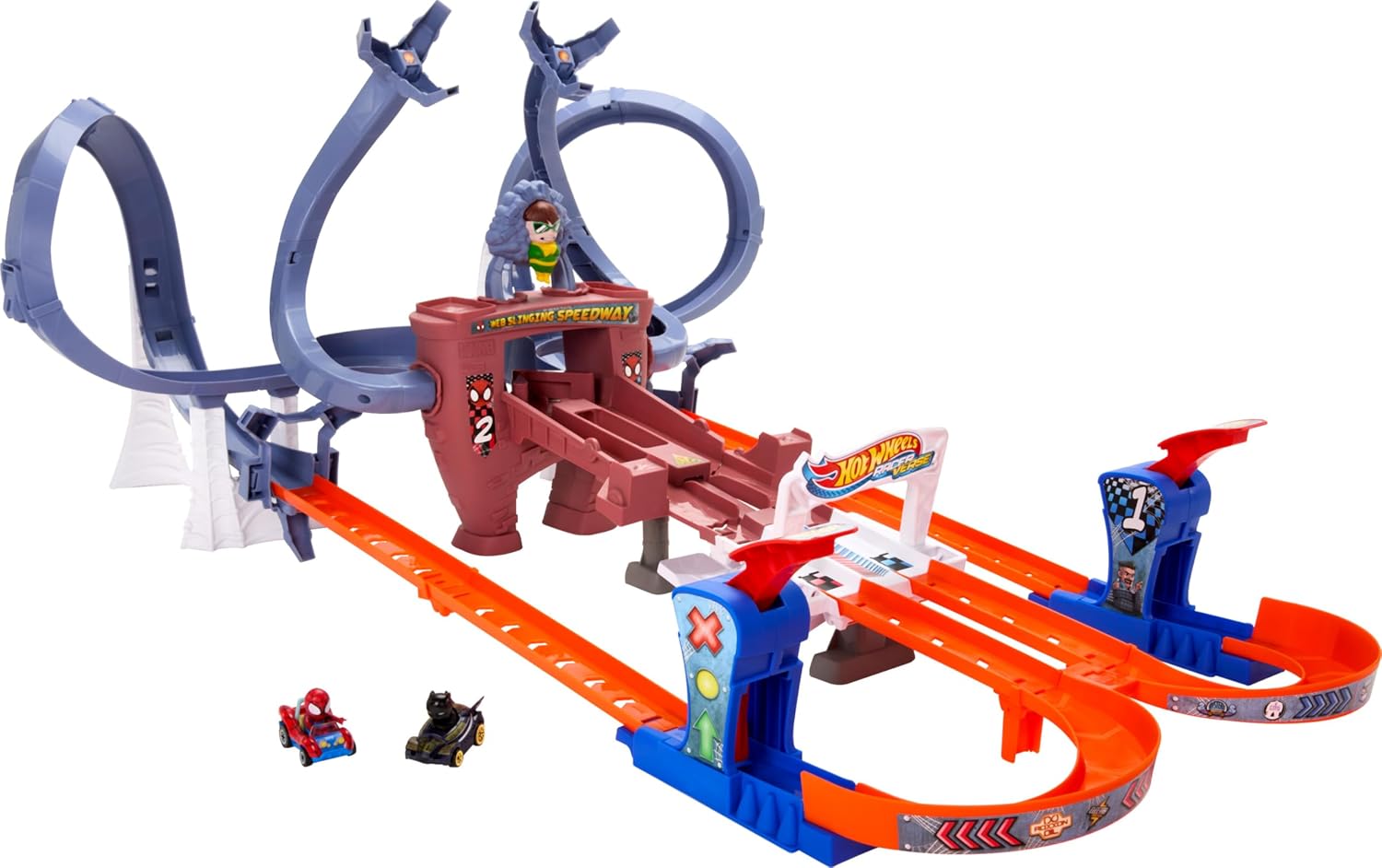Hot Wheels RacerVerse Spider-Man Web-Slinging Speedway Track Set